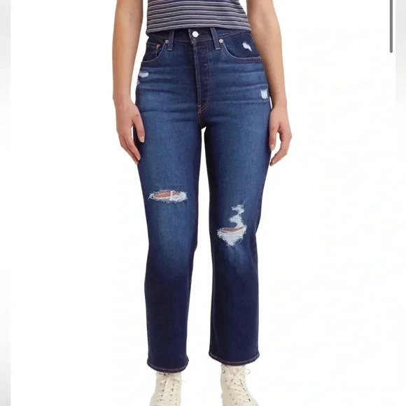 Levi's Ribcage Straight Ankle Jeans Winter Breakdown Size 27 NEW - Picture 1 of 5